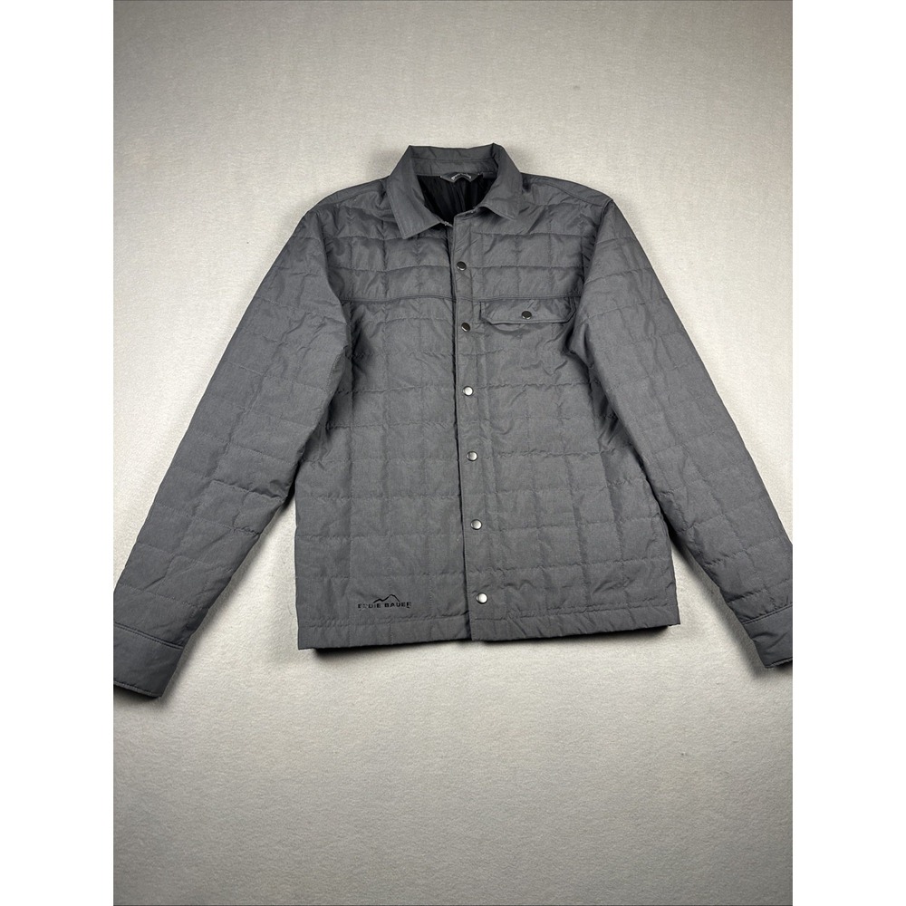 Eddie Bauer Quilted Shirt Jacket Women XS Gray Snap Front Outdoor EB502